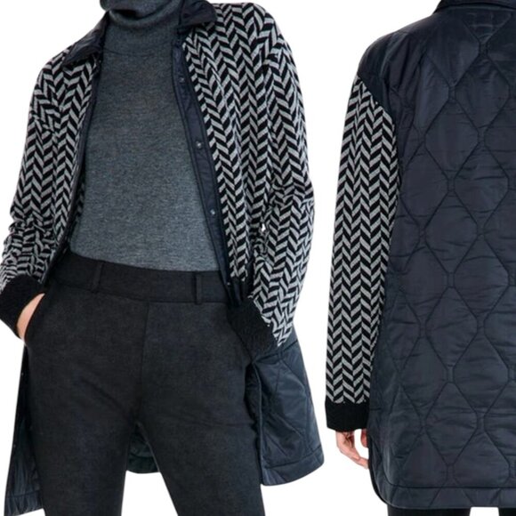Nic + Zoe Quilted Chevron Mixed Media Coat - Picture 1 of 12